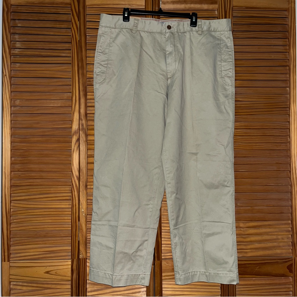 Izod Chino Chesapeake Twill Cotton Tan Flat Front 42w 30l Pants Nwt